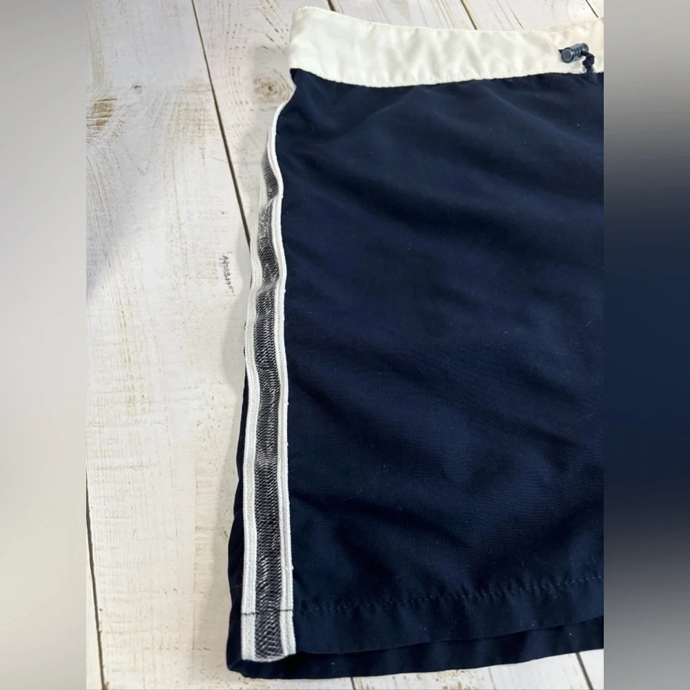 BIG FLIRT POLYESTER BOARD SHORTS NAVY BLUE READ MEASUREMENTS - Picture 2 of 6